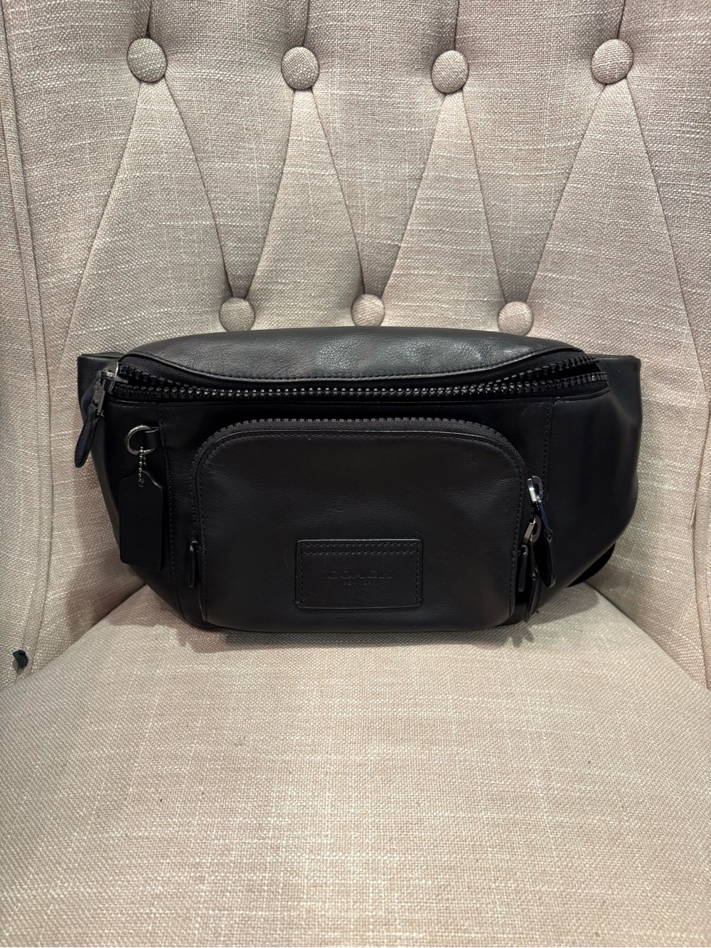 Coach Black Leather Waist Pack Belt Bag